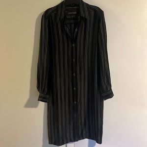 Linda Allard Ellen Tracy, black striped, button down dress